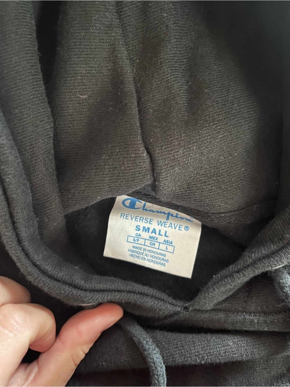 Champion Black Hooded Reverse Weave Cropped Sweatshirt Women’s Size Small - Picture 3 of 6